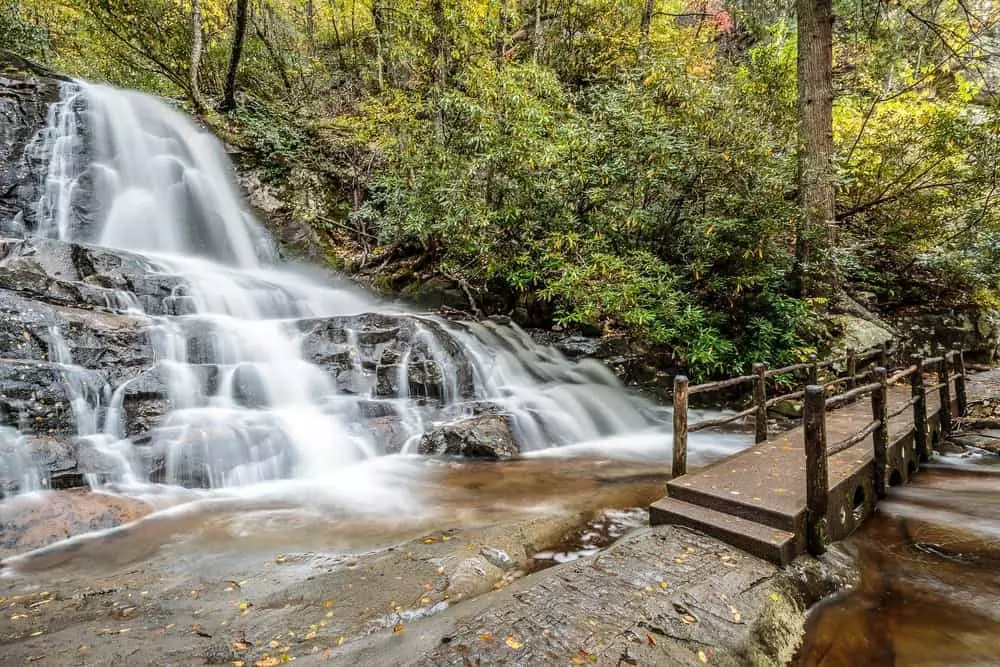 Photo of Laurel Falls, one of the most popular Smoky Mountain waterfalls.