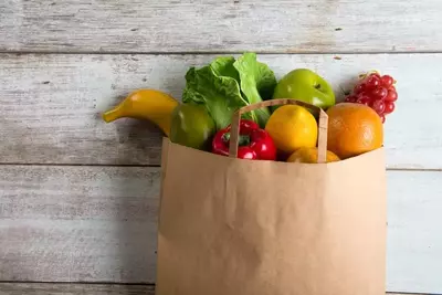 bag of groceries in store