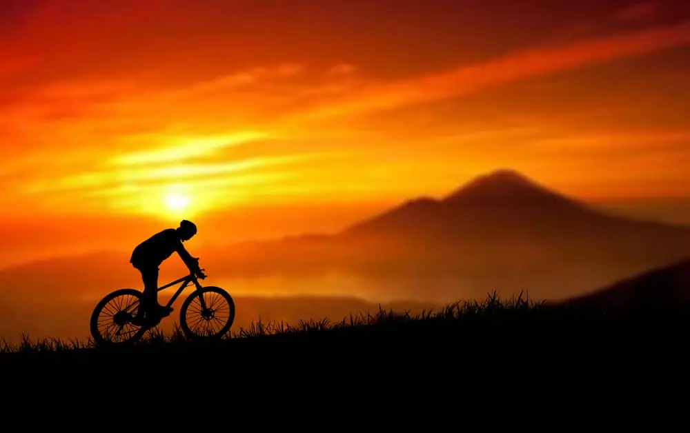 biking at sunset