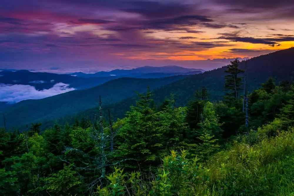 sunset from Clingmans Dome