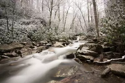 winter hiking trail in the smoky mountains