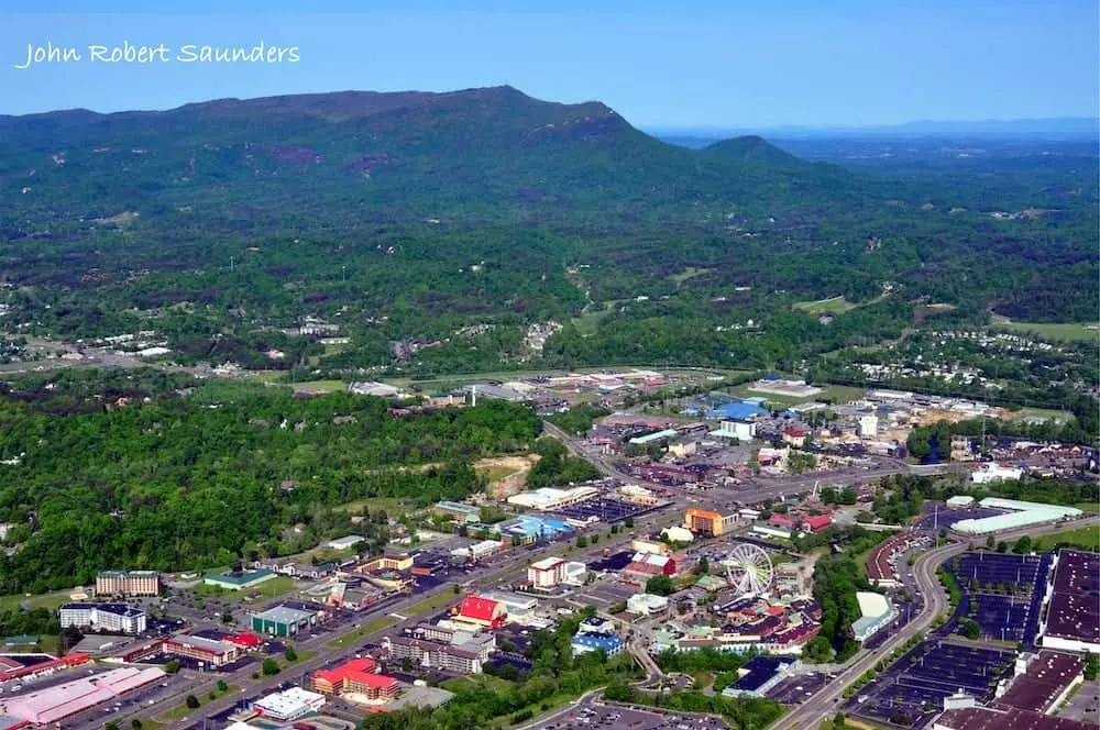 Aerial shot over Pigeon forge
