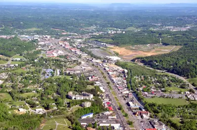 Aerial view of pigeon forge parkway