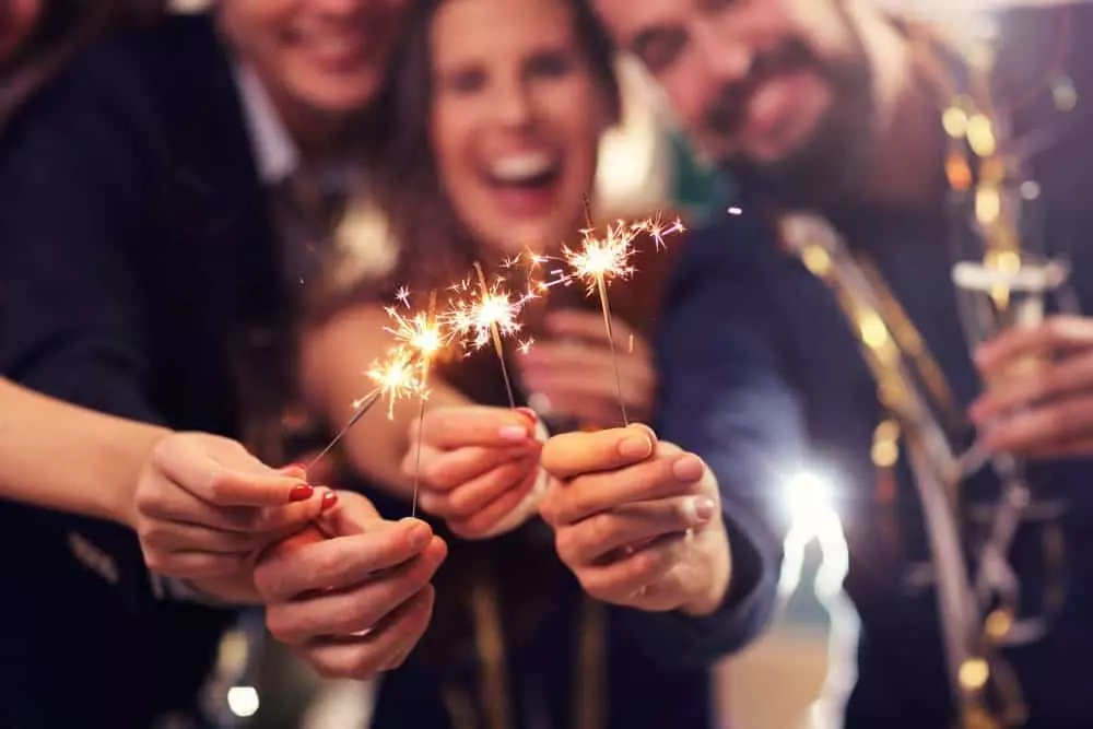 friends having fun with sparklers