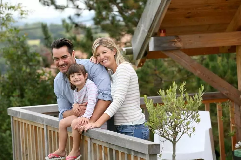 Family in a two bedroom Gatlinburg cabin