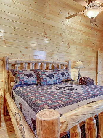 bed inside Gatlinburg cabin