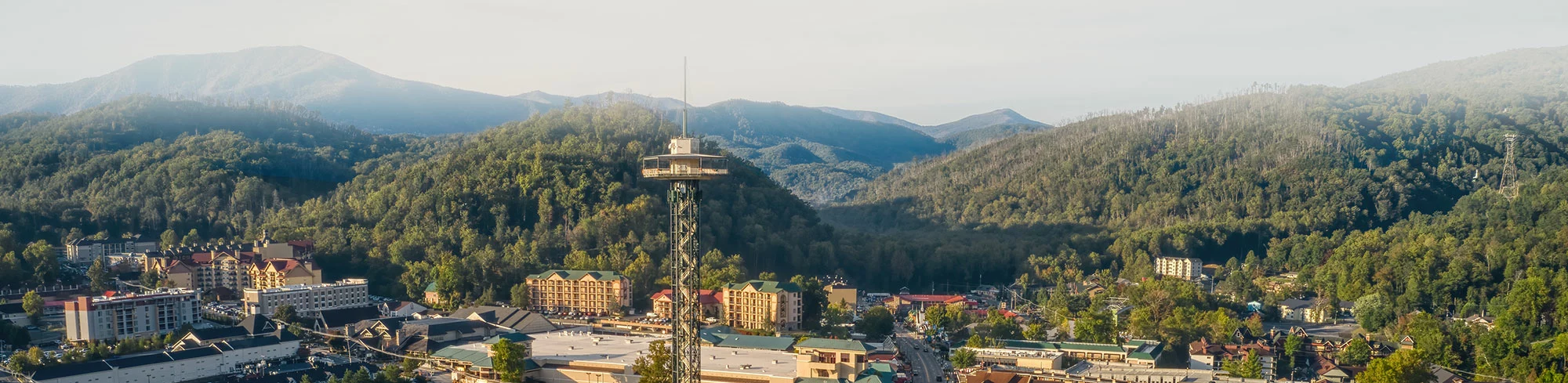 aerial view of downtown Gatlinburg