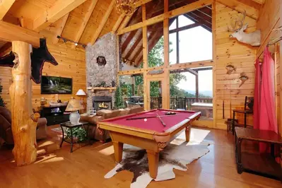 game room in smoky mountain cabin