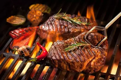 Steaks on a grill