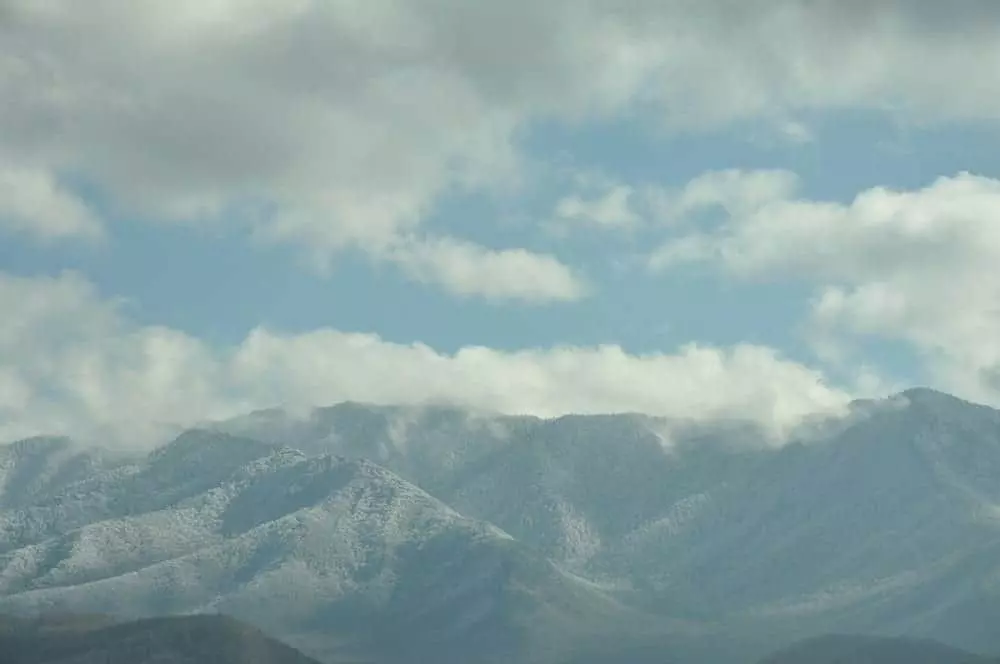 Beautiful mountains near Pigeon Forge covered in snow.