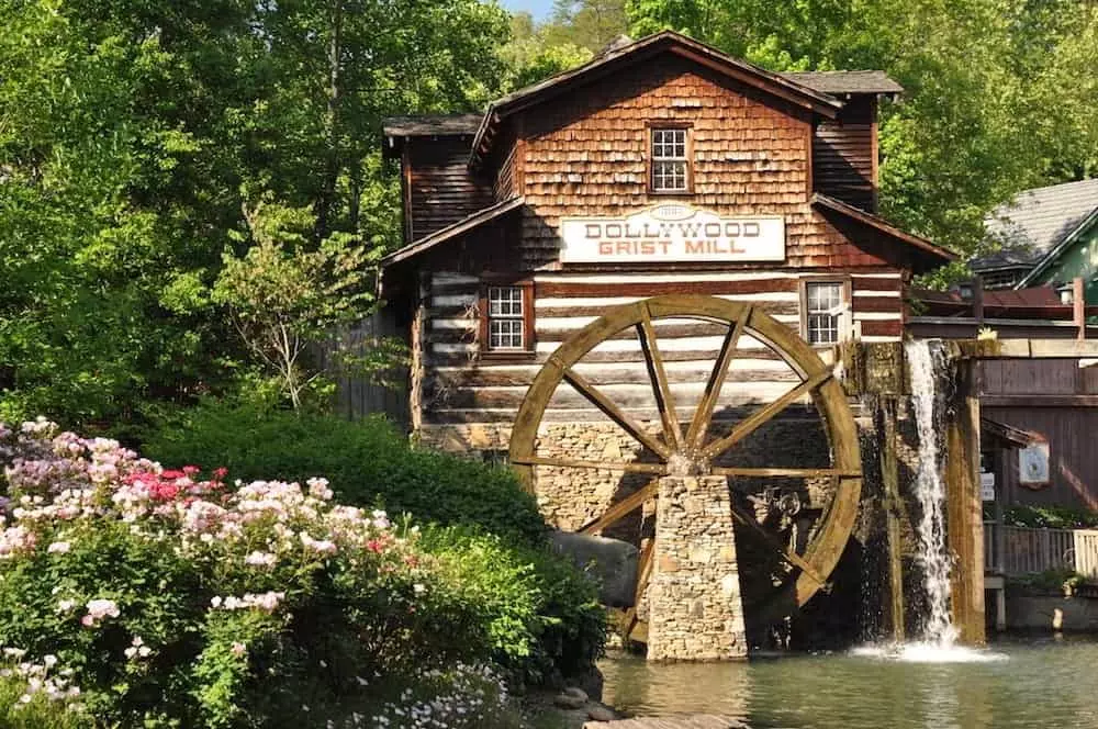 The Dollywood Grist Mill on a beautiful day.