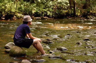 Relaxing by a Smoky Mountain stream is so peaceful