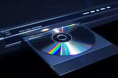 A DVD in a DVD player.