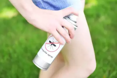 woman applying insect repellent at Smoky Mountain fishing cabin