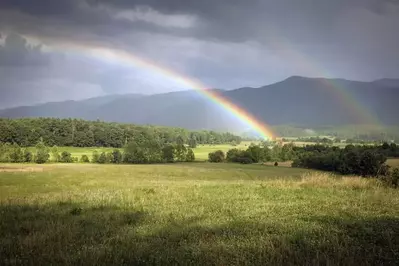 double rainbow in Cades Cove