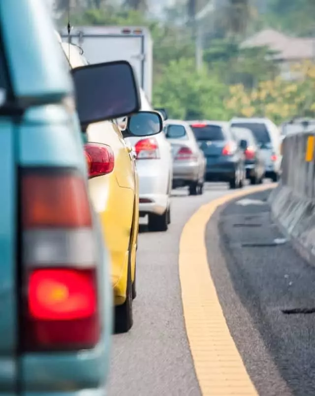 cars sitting in traffic on Pigeon Forge Parkway