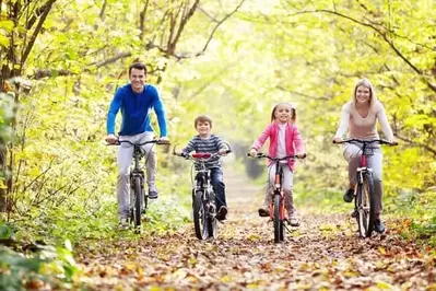 family biking in the Smoky Mountains