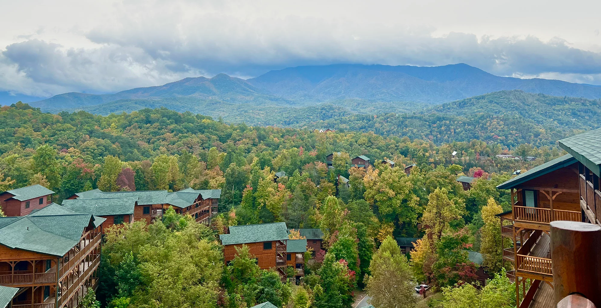 aerial view of cabin community