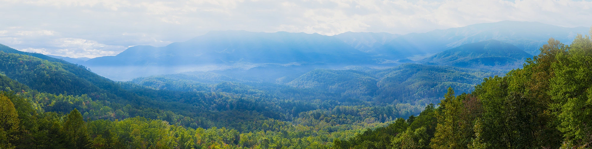view of the Smoky Mountains from a cabin deck