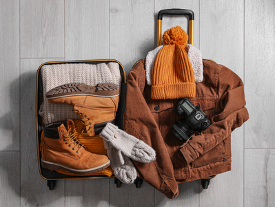 suitcase with winter clothes