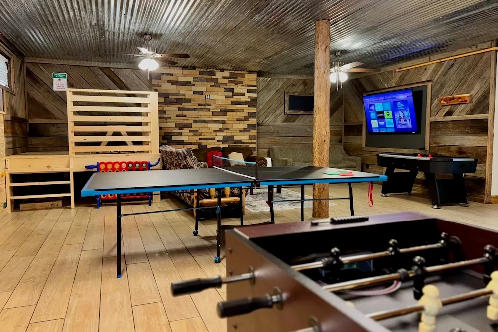 the game room at all-american keeps kids entertaining at our cabins in Pigeon Forge and Gatlinburg
