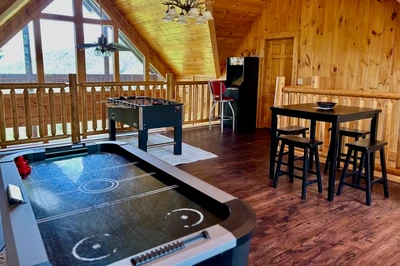 the game room at margarita mountain keeps kids entertaining at our cabins in Pigeon Forge and Gatlinburg
