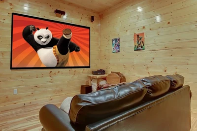the theater room at lofty bear lodge keeps kids entertaining at our cabins in Pigeon Forge and Gatlinburg